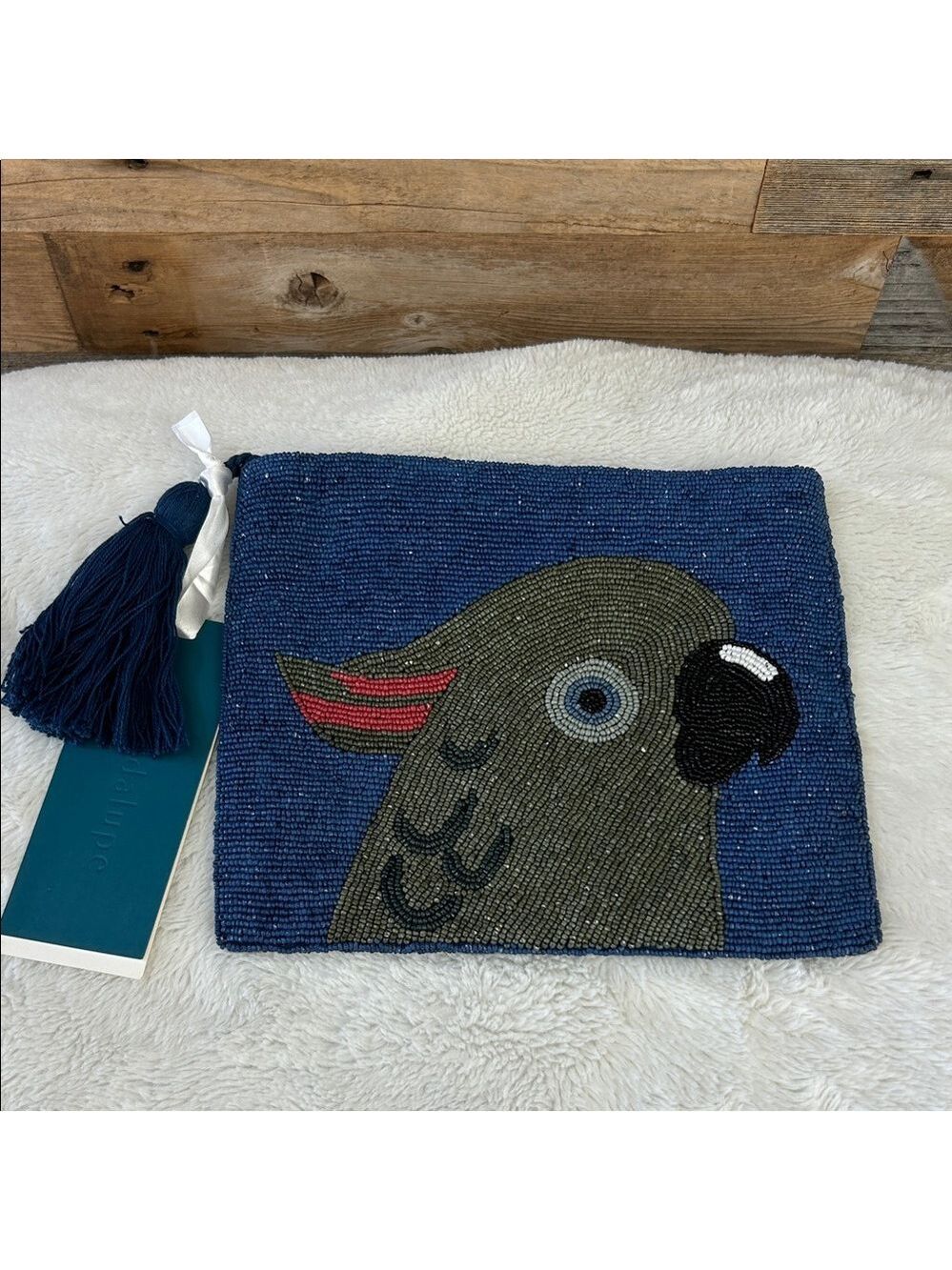 NWT Guadalupe Cacatua Beaded Clutch in Blue - Picture 3 of 8